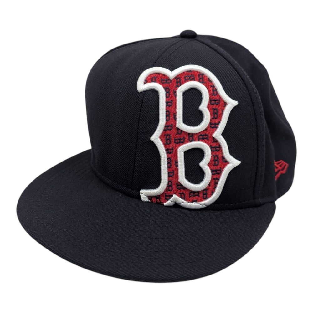 New Era Boston Red Sox Fitted Hat Blue 7 3/8 MLB Cap Wool